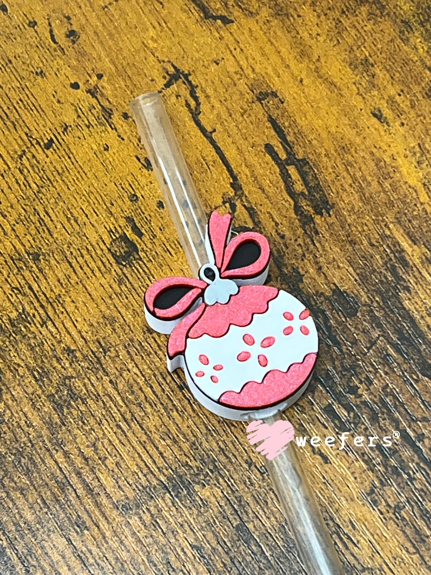 Glitter Red Christmas Ornament Straw Topper Buddy Weefers