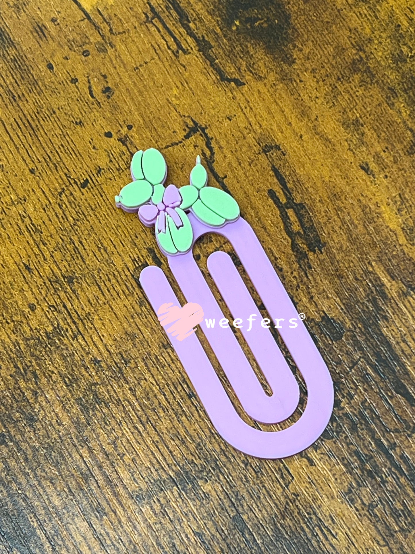Bookmark - Purple and Mint Balloon Dog Paperclip Weefers