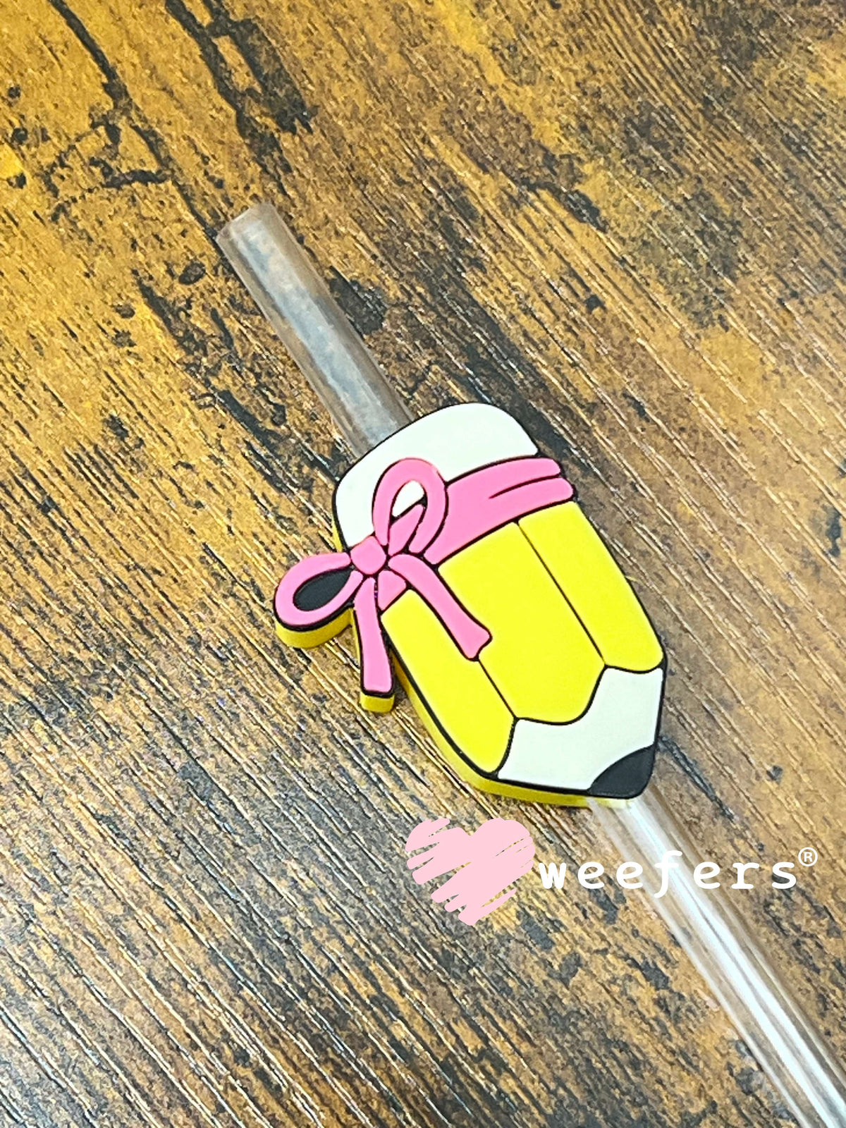 Straw Topper Buddy - Coquette Teacher Pencil Weefers