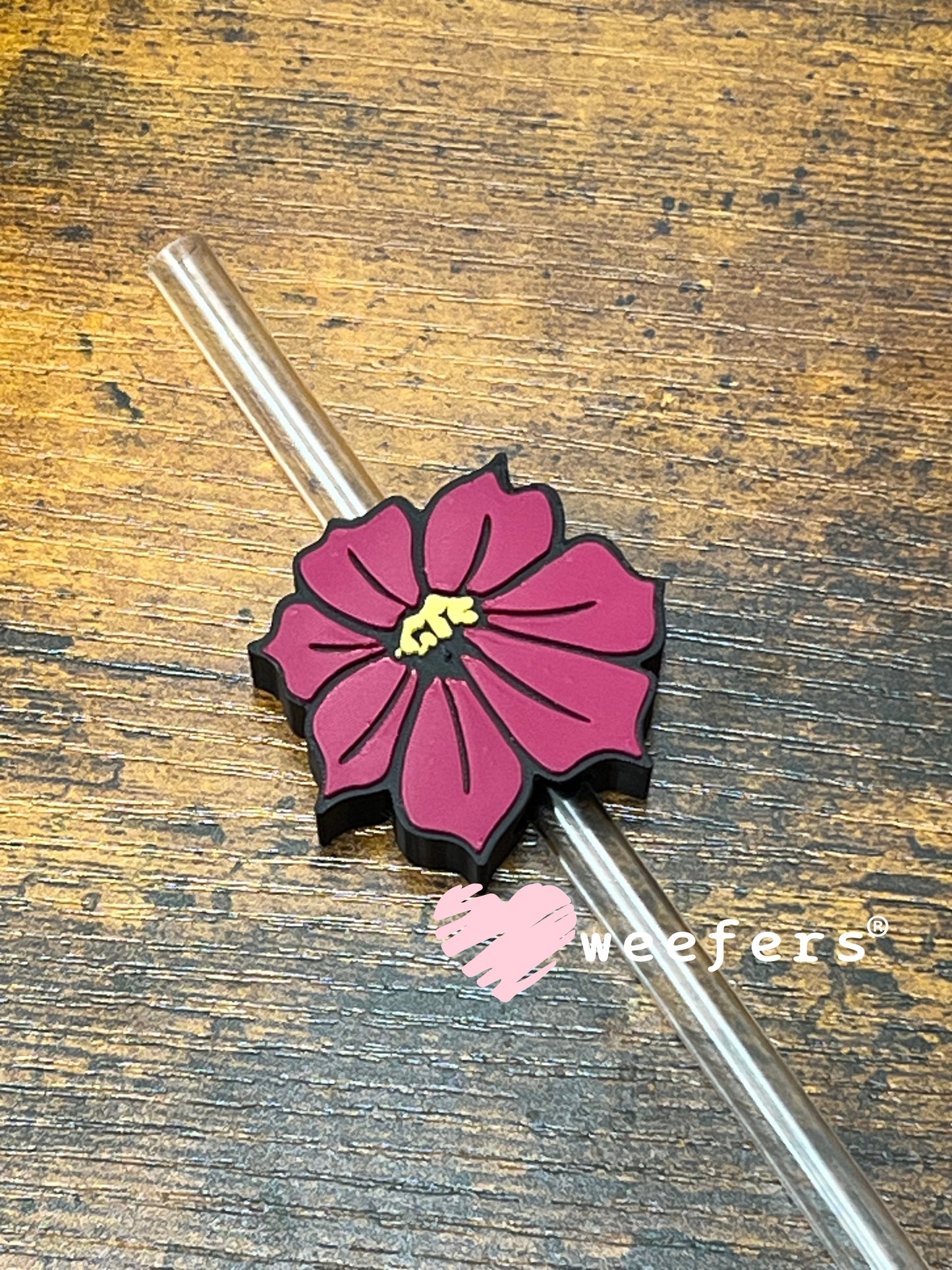 Straw Topper Buddy - Hibiscus Mauve Weefers