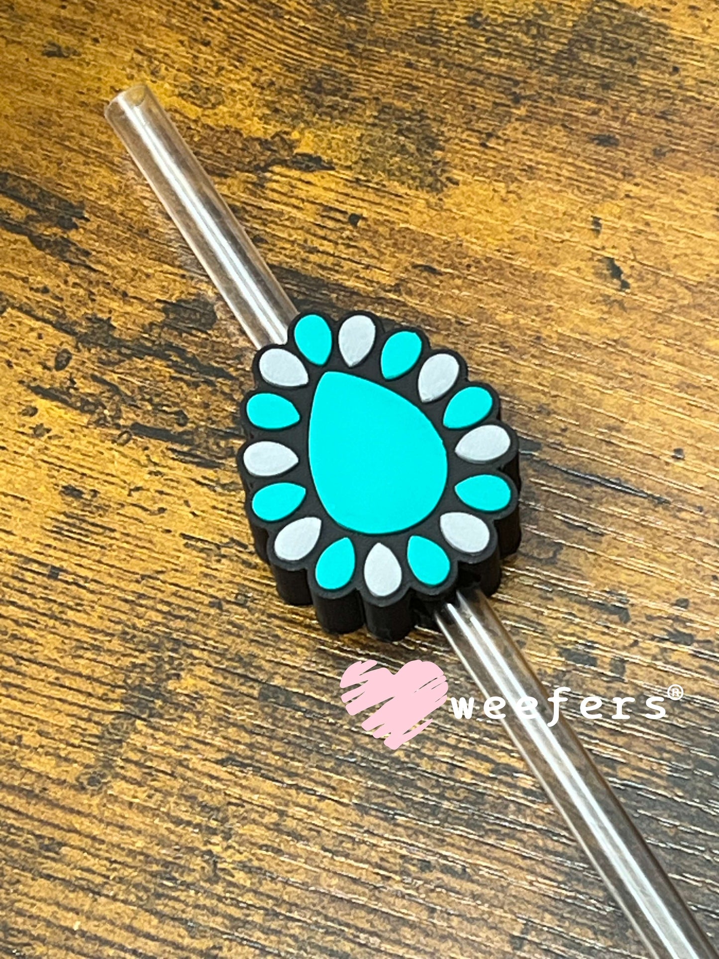 Turquoise Jewel Straw Topper Buddy - Fits Both 8mm and 10mm Weefers