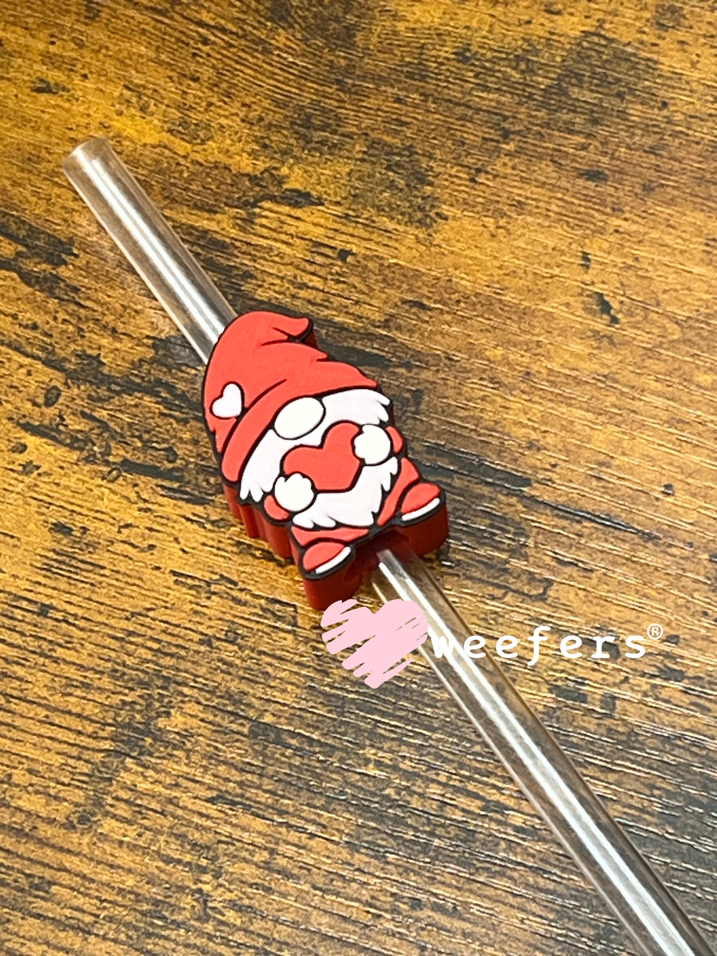 Straw Topper Buddy - Valentine Gnome Red Weefers