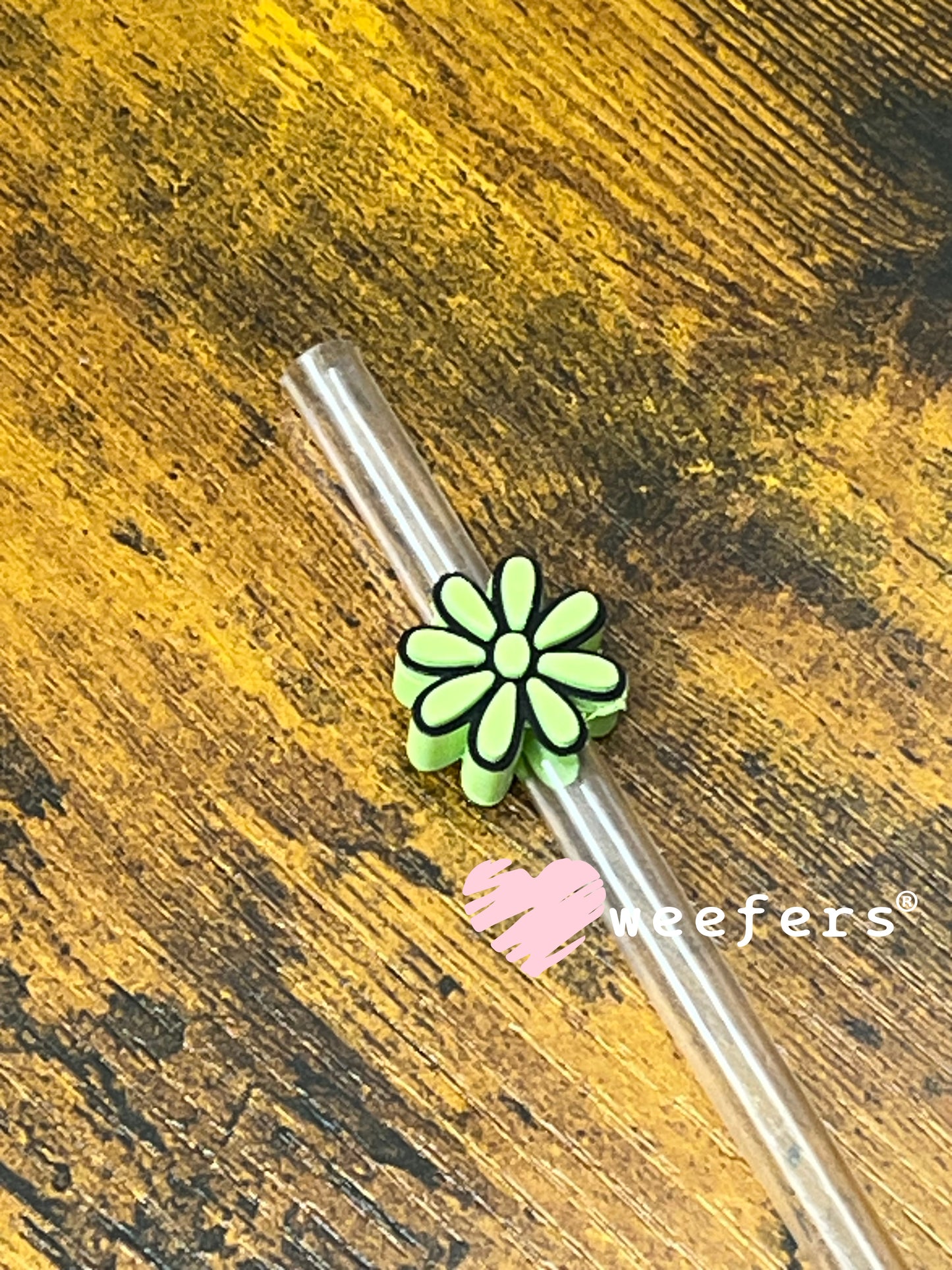 Daisy Straw Topper Buddy Lime Green and Black - Small Weefers