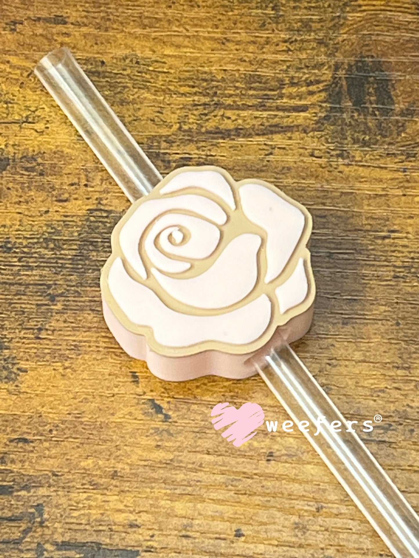Straw Topper Buddy - Rose Pale Pink and Tan Weefers