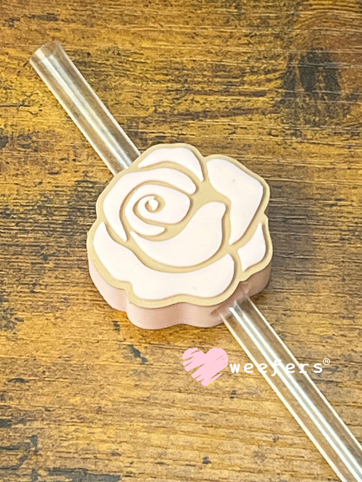 Straw Topper Buddy - Rose Pale Pink and Tan Weefers