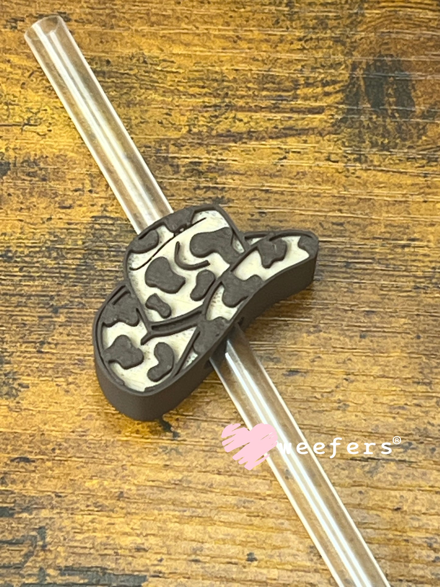 Straw Topper Buddy - Brown and Tan Cowgirl Hat (Fits both 8mm and 10mm straws) Weefers