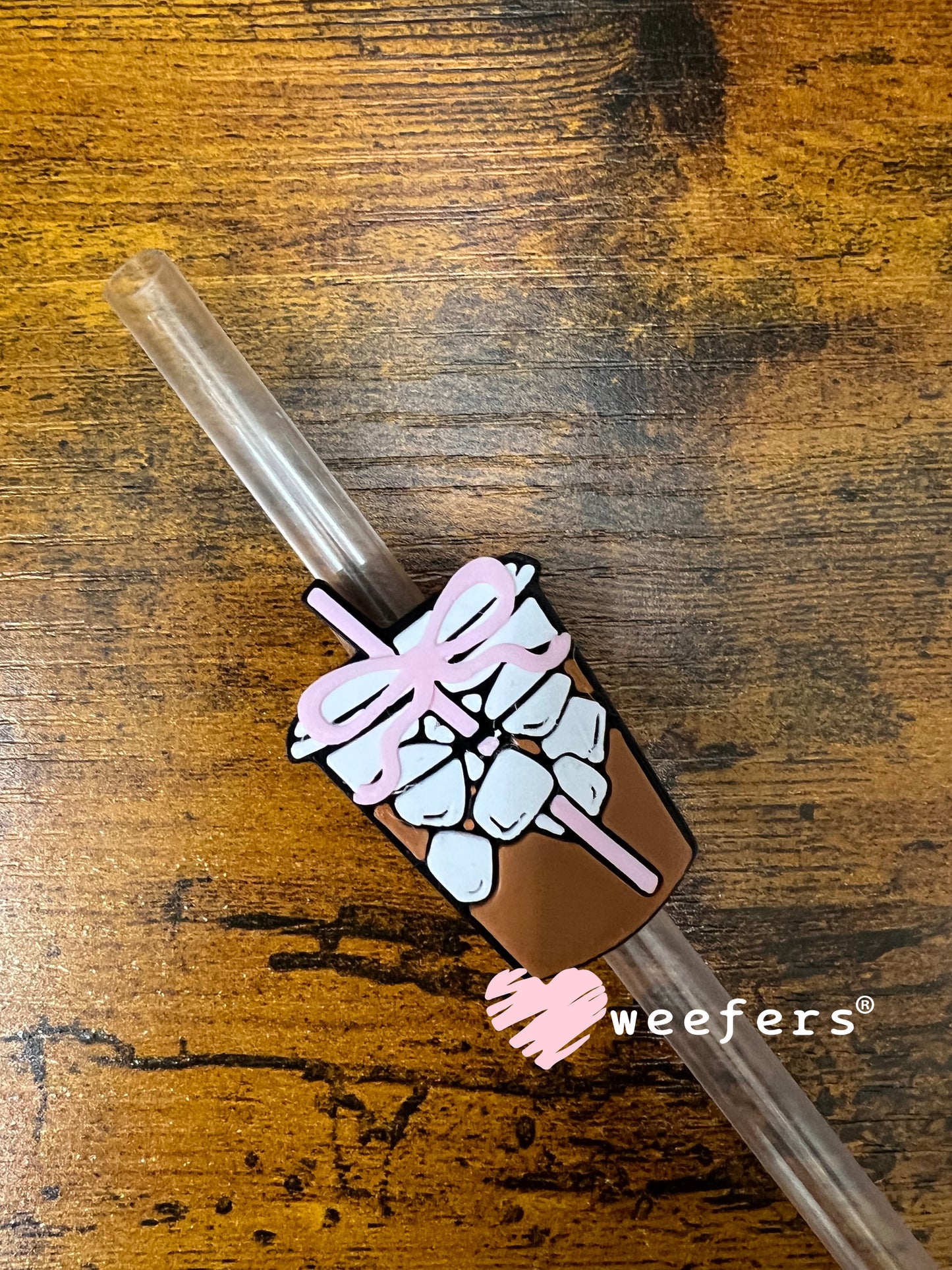 Pink Bow Iced Coffee Straw Topper Buddy Weefers