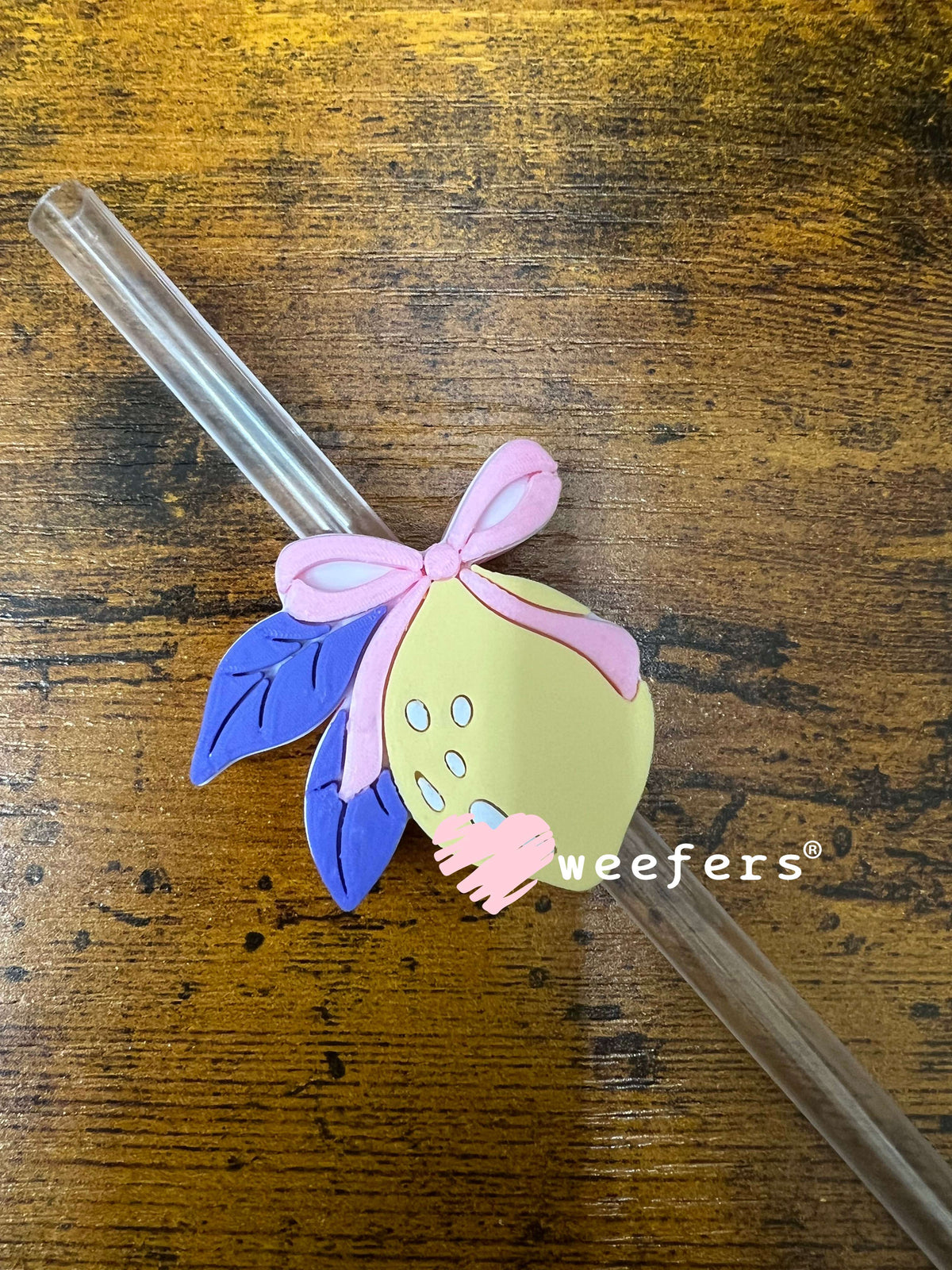 Straw Topper Buddy - Zesty Lemon Pink Purple Weefers