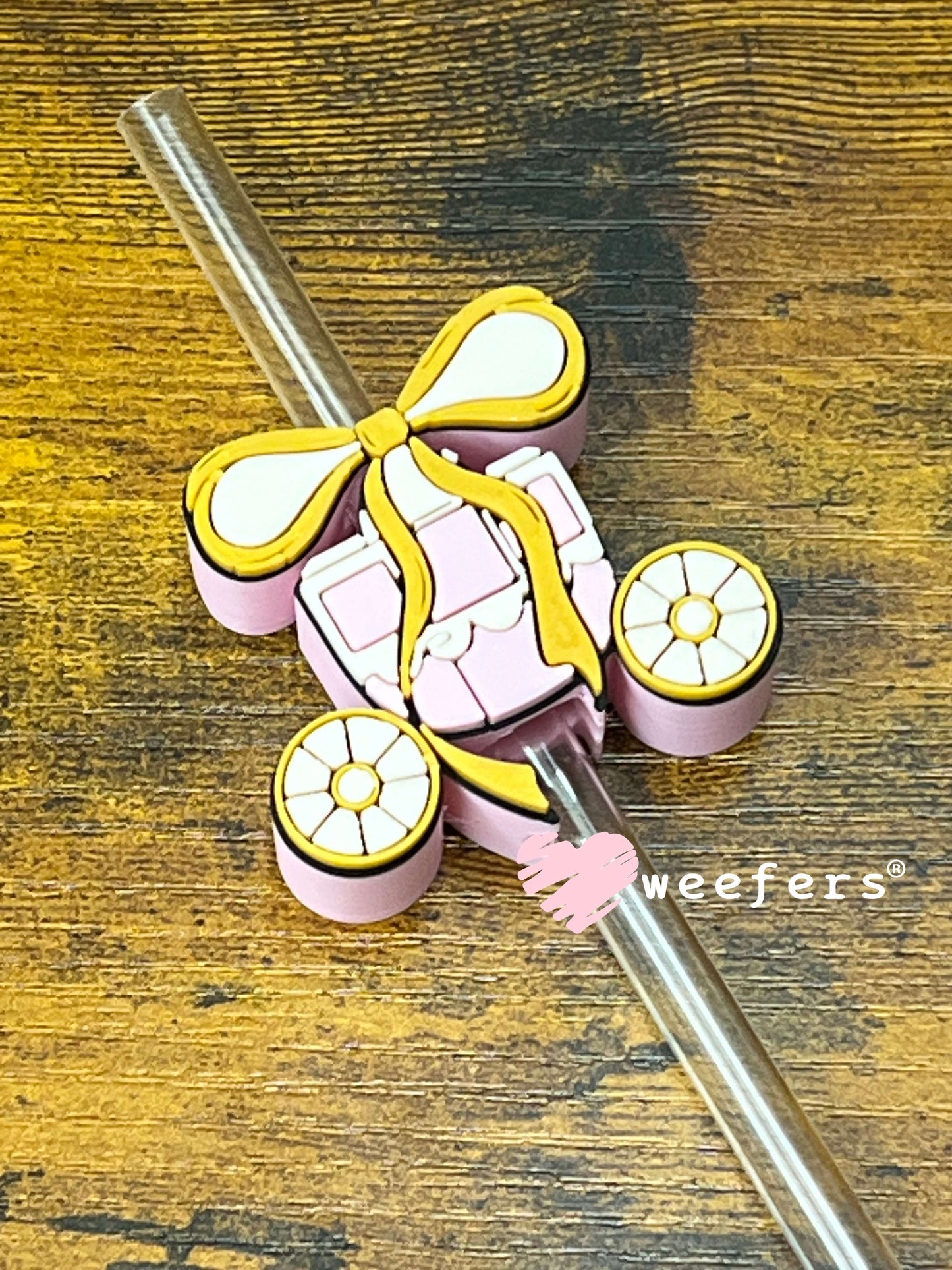 Straw Topper Buddy - Pink Princess Carriage (Fits both 8mm and 10mm straws) Weefers