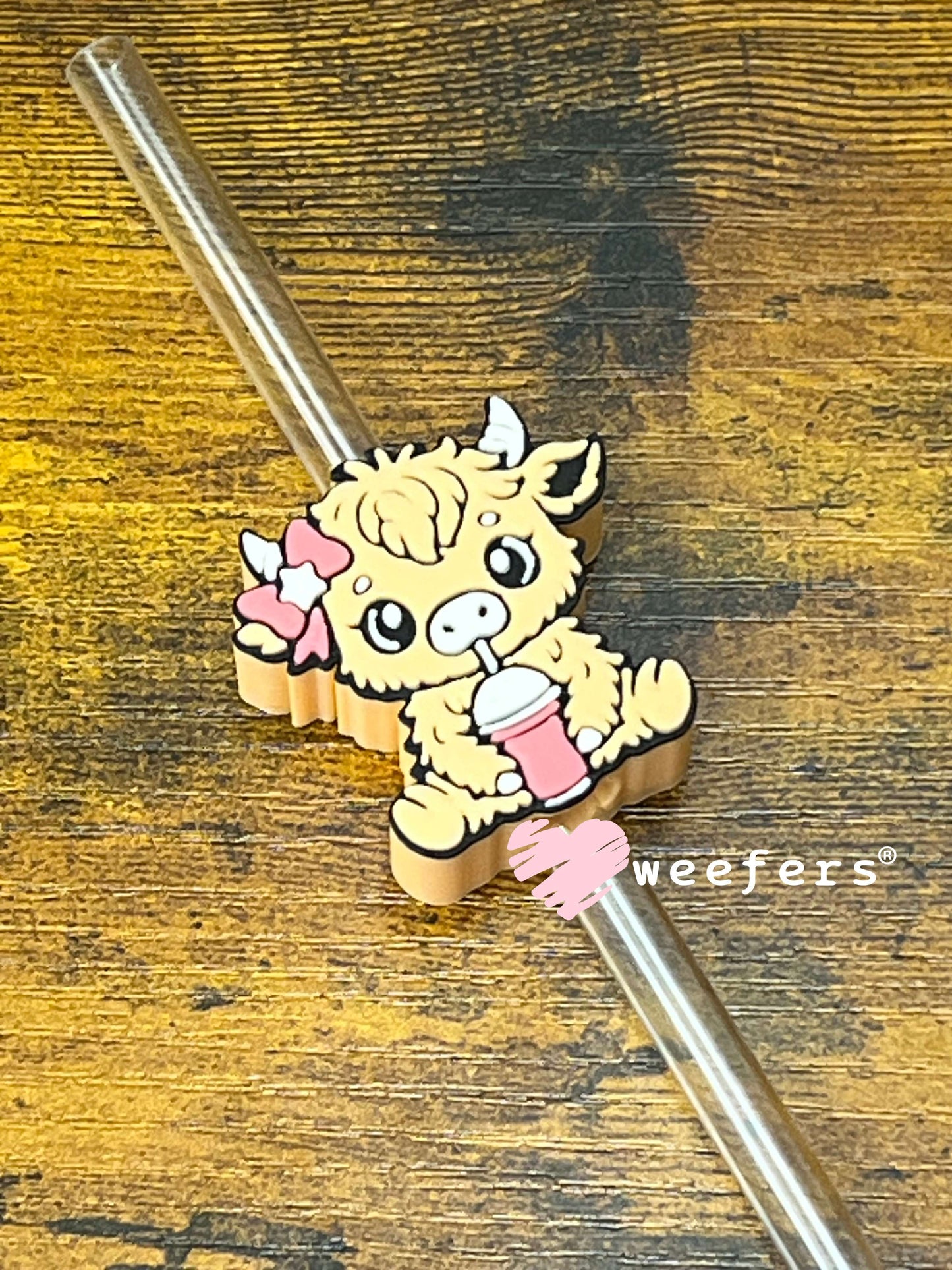 Straw Topper Buddy - Peach Cow Iced Coffee (Fits both 8mm and 10mm straws) Weefers