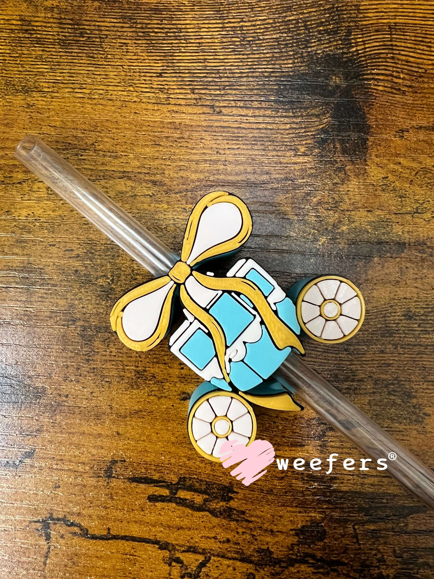 Straw Topper Buddy - Blue Princess Carriage (Fits both 8mm and 10mm straws) Weefers
