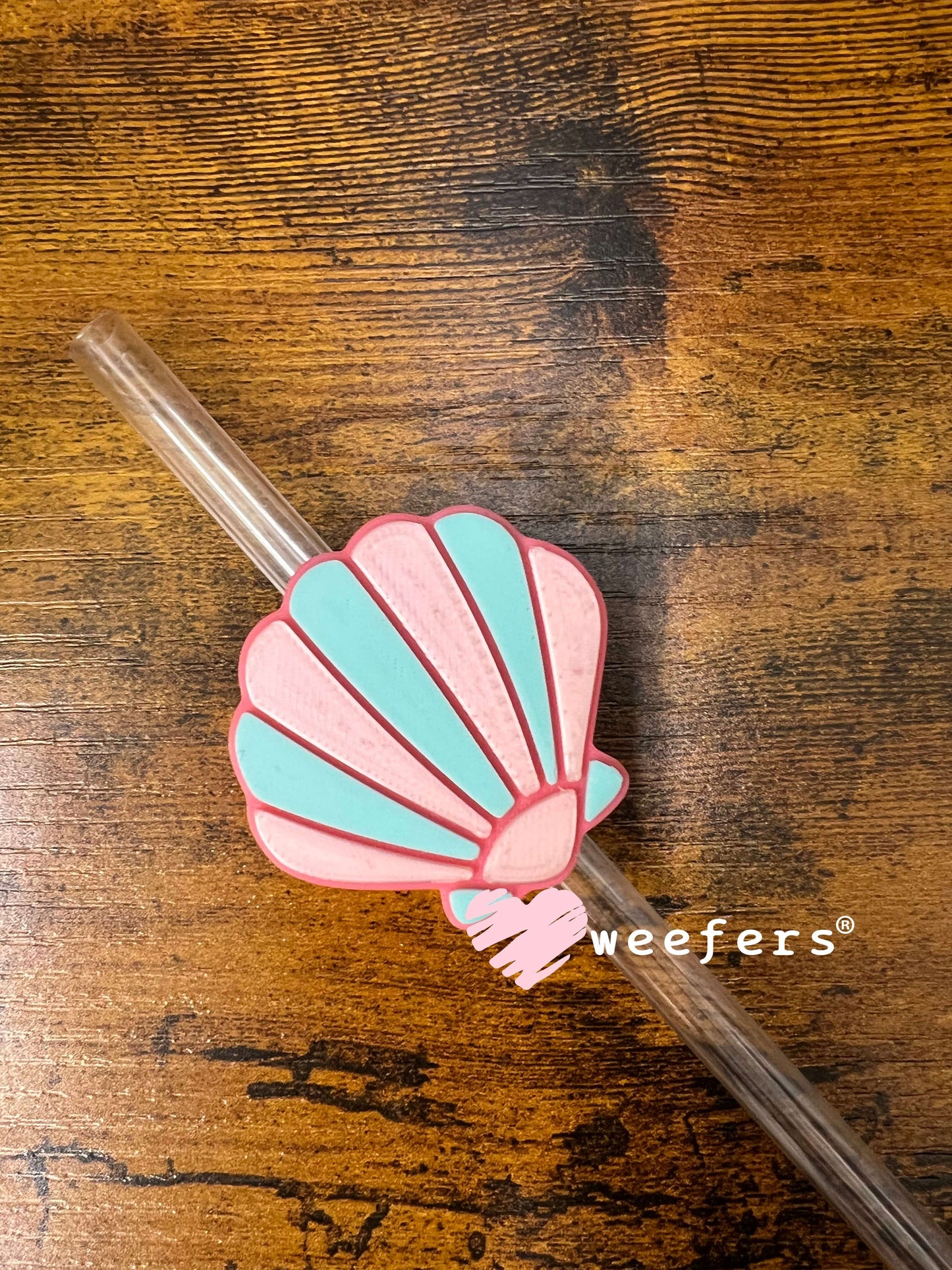 Straw Topper Buddy - Pink Mint Seashells (Fits both 8mm and 10mm straws) Weefers