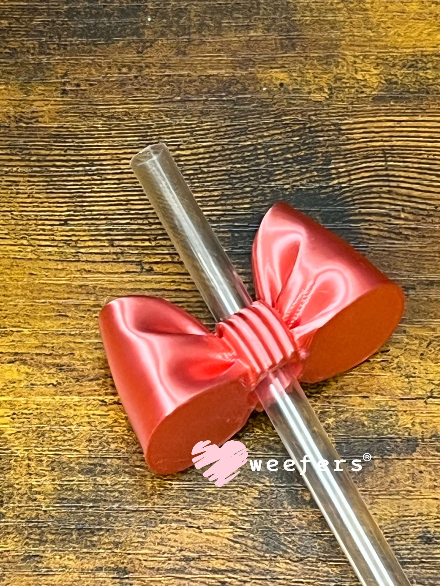 Oversized Coquette Bow Lid Toppers for Tumblers | Bridesmaid (Fits Both 8mm and 10mm straws) Silk Coral Weefers