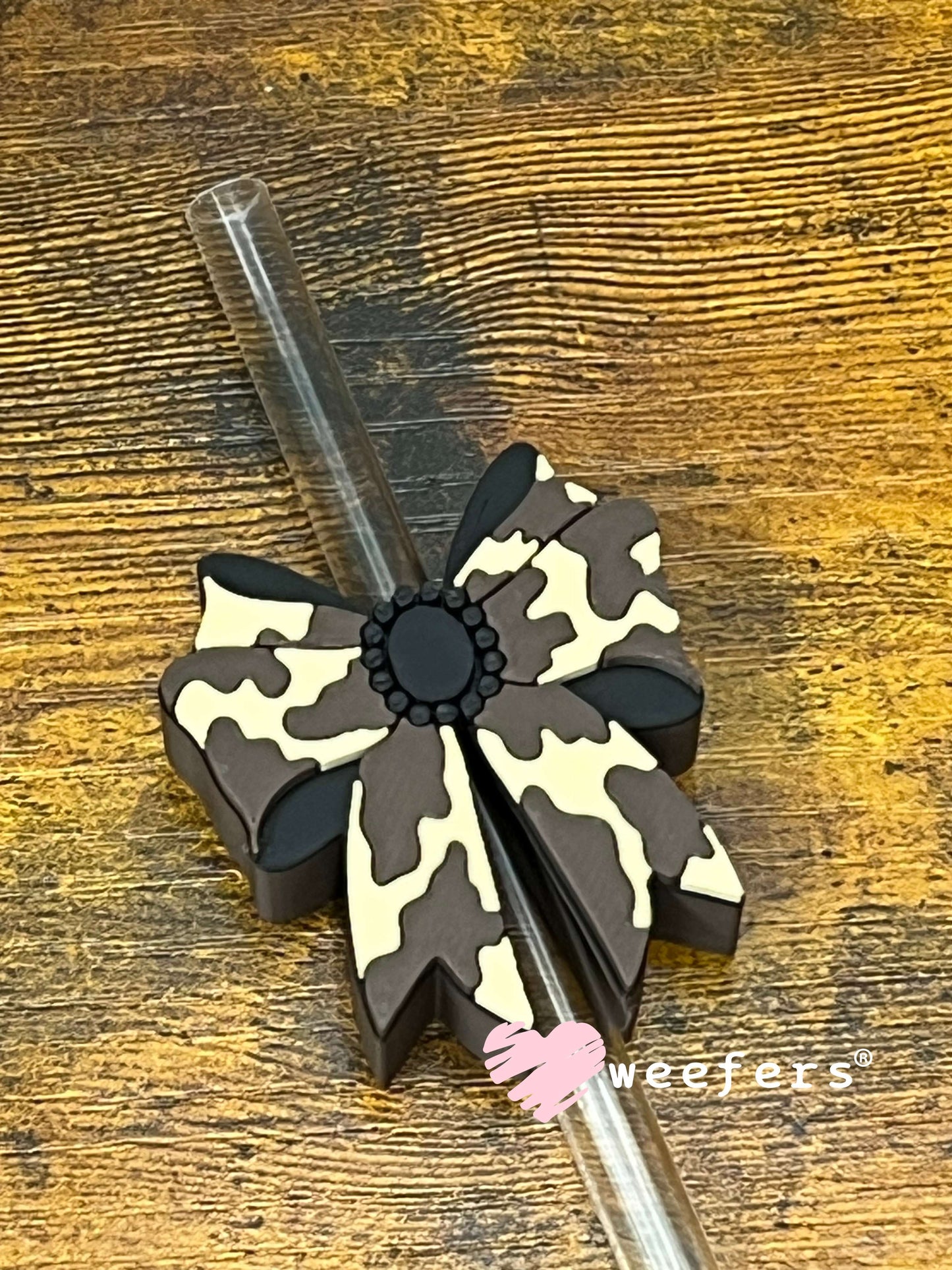 Straw Topper Buddy - Brown Jewel Bow (Fits both 8mm and 10mm straws) Weefers