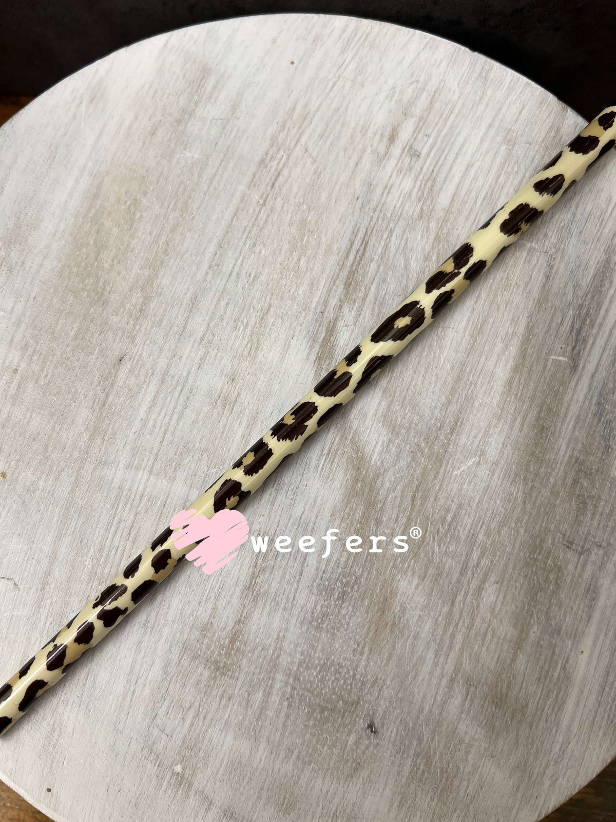 Patterned Straws Fits 16oz Can Sized Cups Cream Leopard Weefers