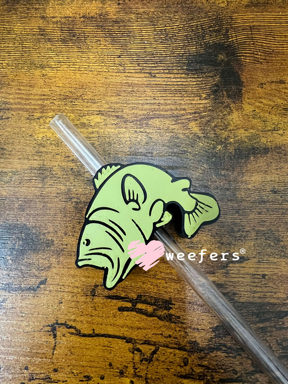 Straw Topper Buddy - Bass Fish Light Green (Fits both 8mm and 10mm straws) Weefers