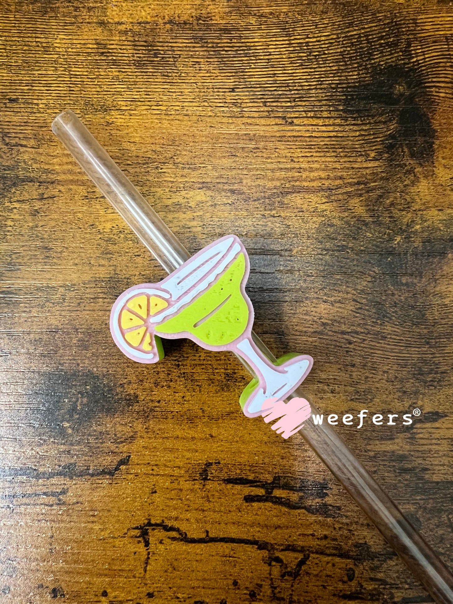 Straw Topper Buddy - Margarita Lime Pink (Fits both 8mm and 10mm straws) Weefers