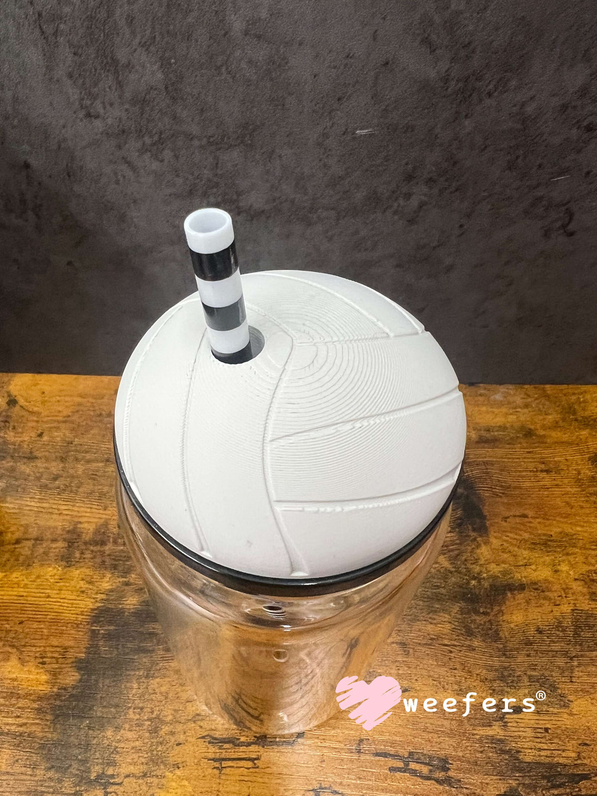 Lid Topper Buddy - Volleyball Off White (fits 16oz Glass Cups) Weefers