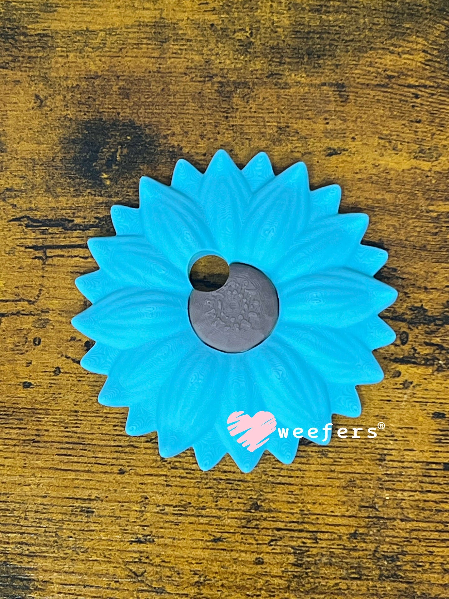 Sunflower Lid Topper with Off-Center Straw Hole for 16oz Can Glass & Snowglobe Cups Muted Blue Weefers