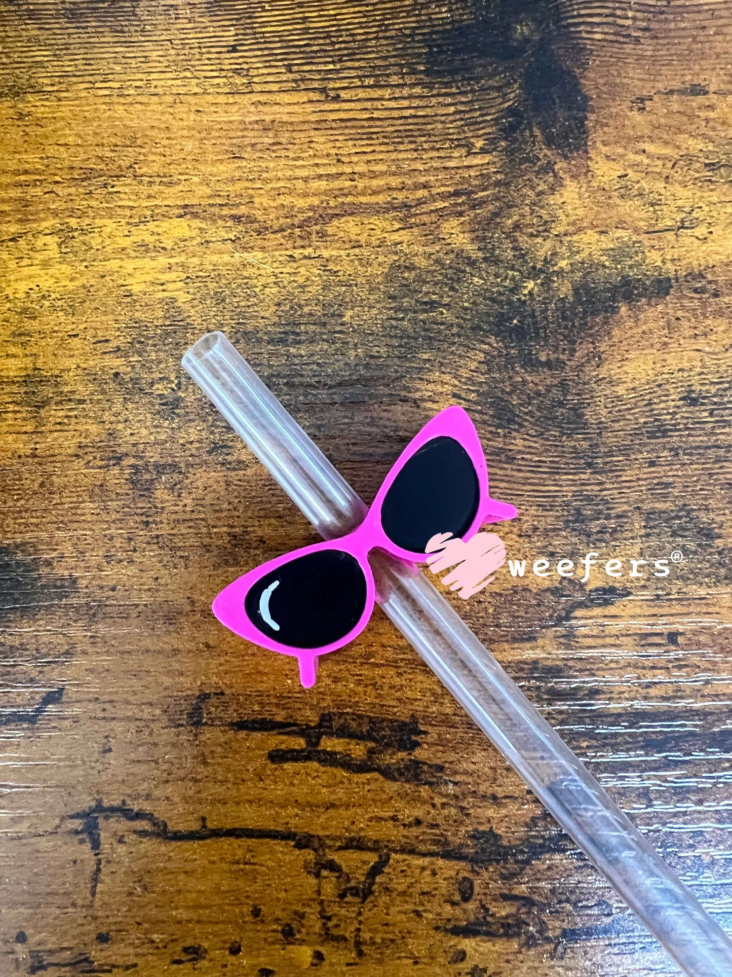 Pink Cat Eye Sunglasses - Straw Topper Buddy (Fits both 8mm and 10mm straws) Weefers