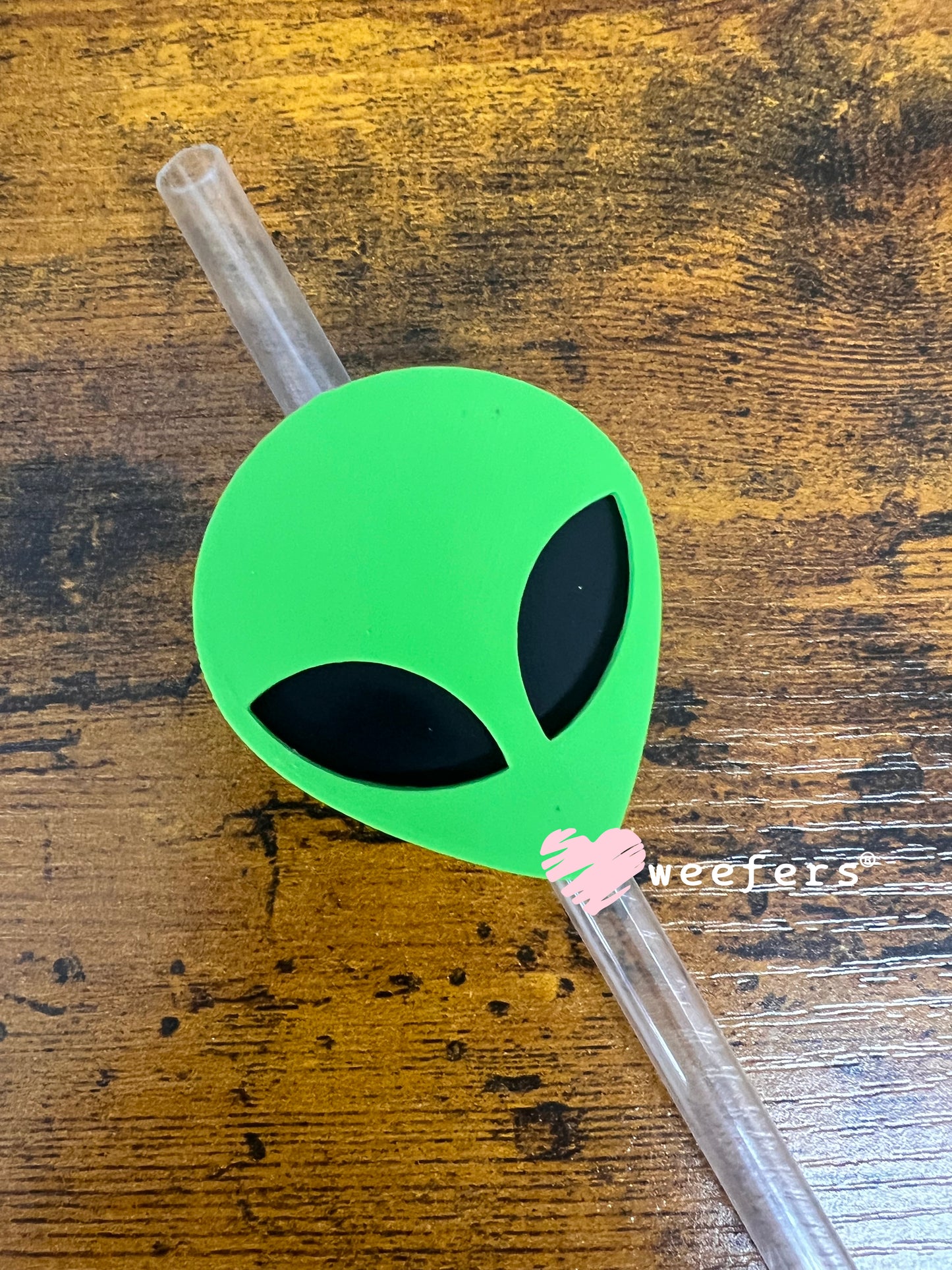 Green Alien Head - Straw Topper Buddy (Fits both 8mm and 10mm straws)