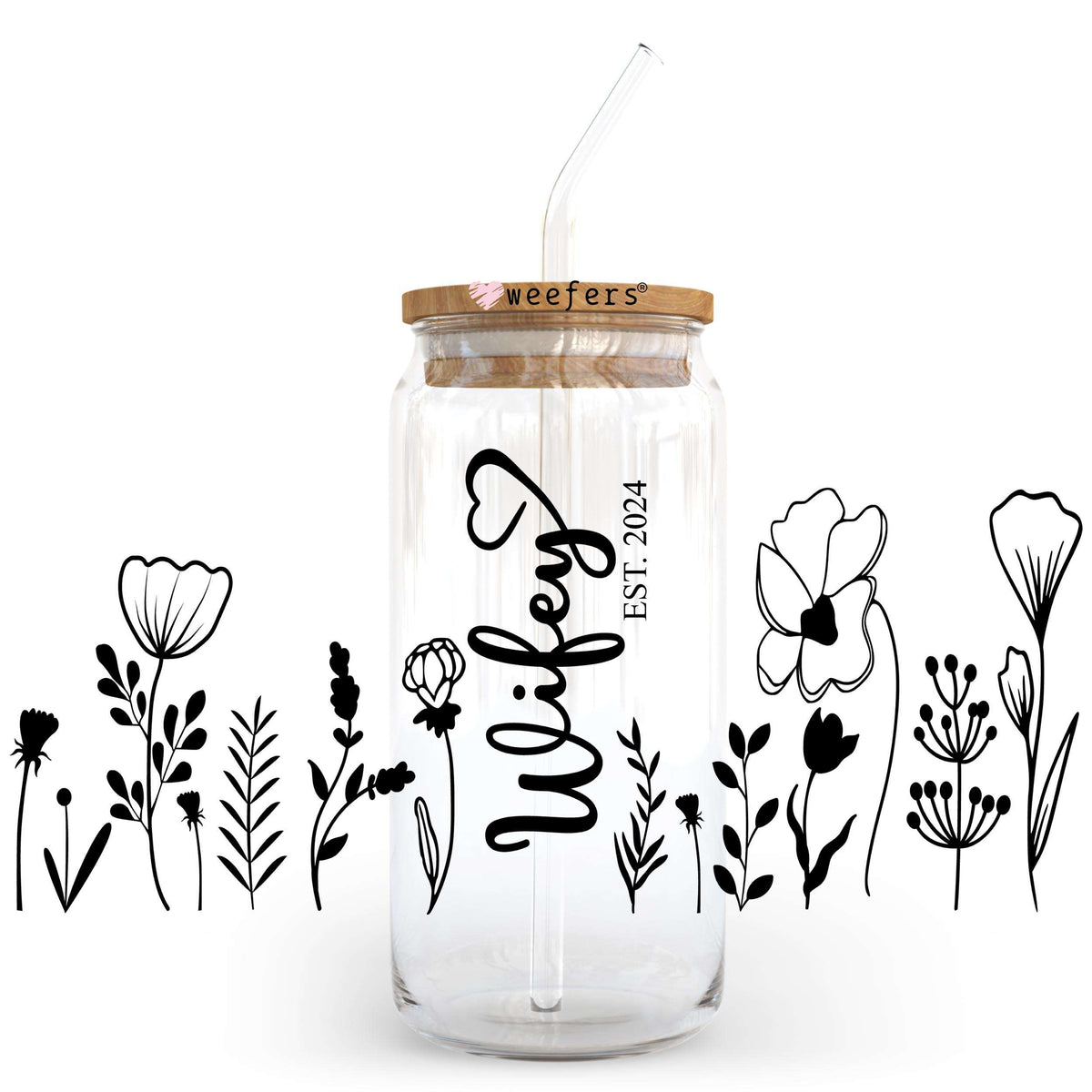 Custom Wifey Year 16oz or 20oz Libbey Glass Can UV DTF or Sublimation Cup Wrap Transfer 20oz Libbey Wrap Weefers