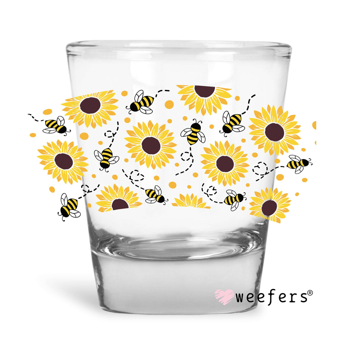 Sunflowers and Bees Shot Glass Short UV DTF or Sublimation Wrap - Decal Weefers