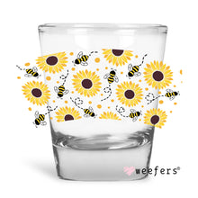 Load image into Gallery viewer, Sunflowers and Bees Shot Glass Short UV-DTF or Sublimation Wrap - Decal
