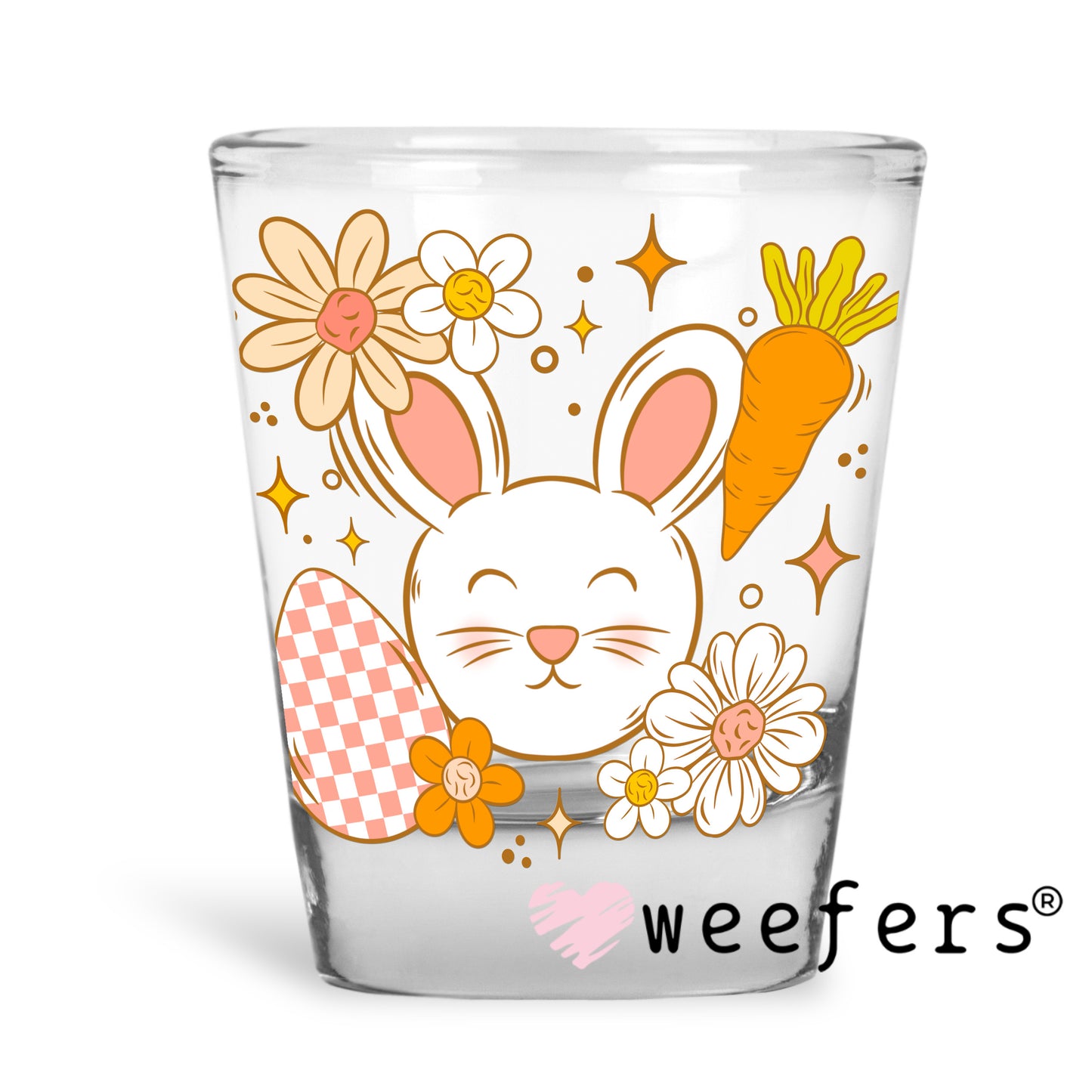 Honey Bunny Easter UV DTF Decal Shot Glass Heavy Base Weefers