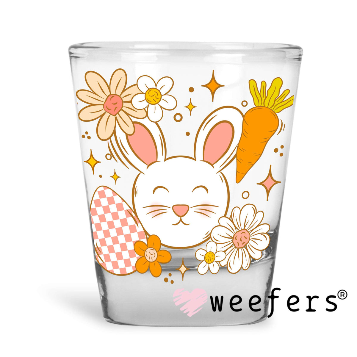 Honey Bunny Easter UV DTF Decal Shot Glass Heavy Base Weefers