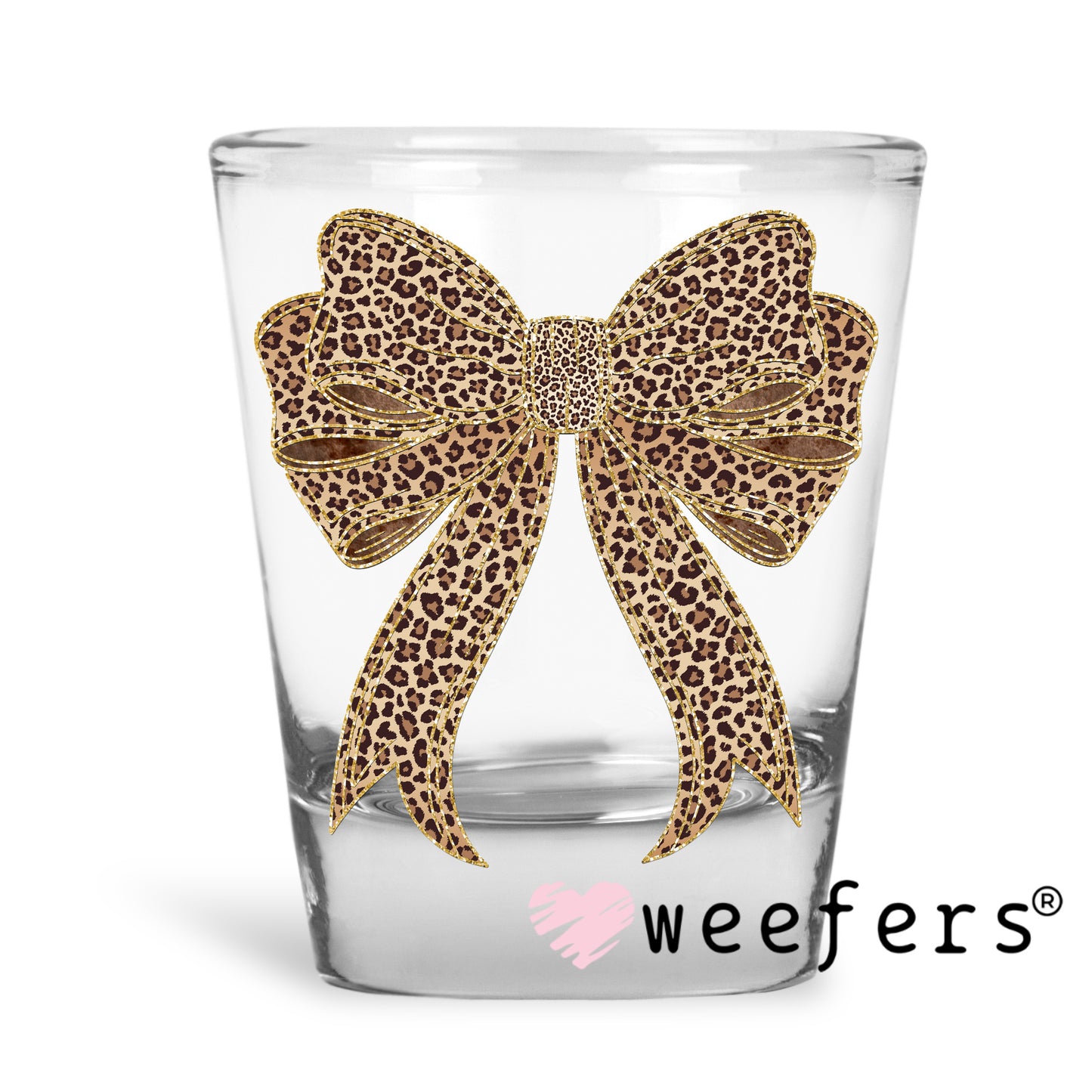 Cheetah Bow UV DTF Decal Shot Glass Heavy Base Weefers