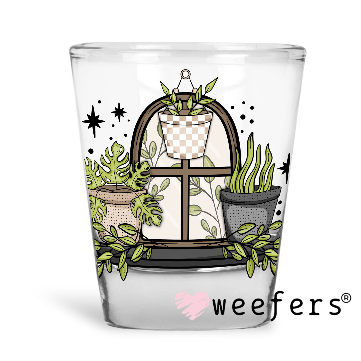 Plant Vibes UV DTF Decal Shot Glass Heavy Base Weefers