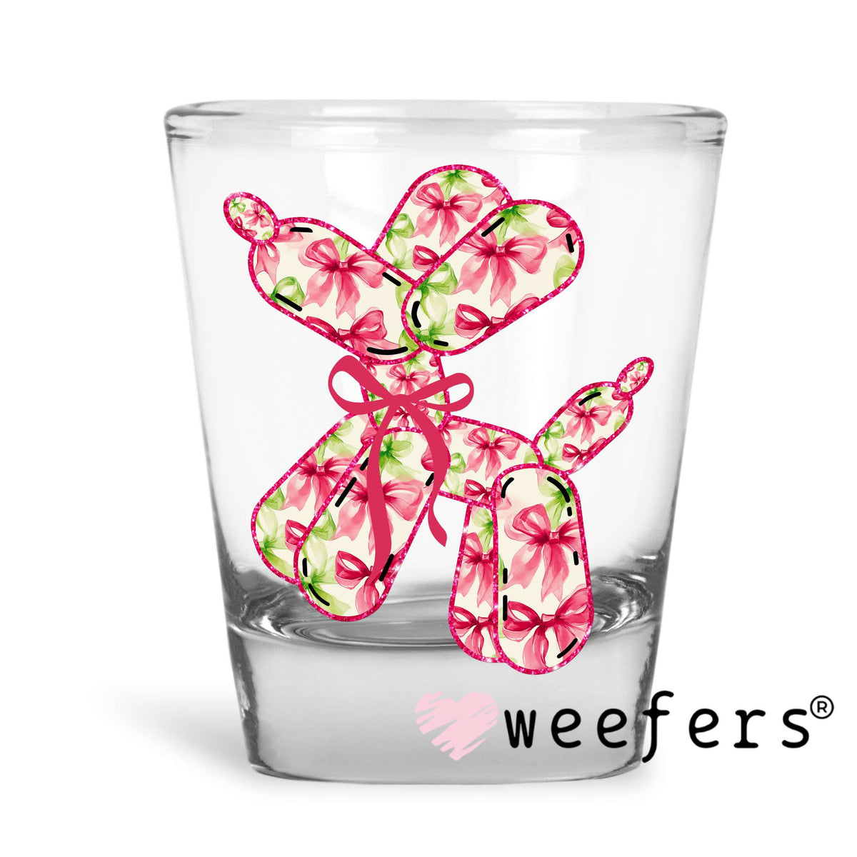 Floral Balloon Dog UV DTF Decal Shot Glass Heavy Base Weefers