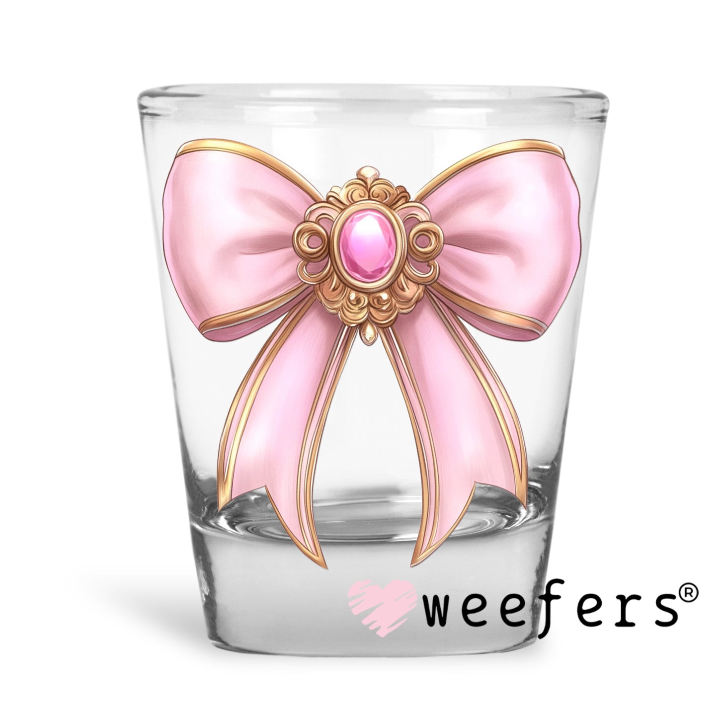 Sleeping Beauty Bow UV DTF Decal Shot Glass Heavy Base Weefers