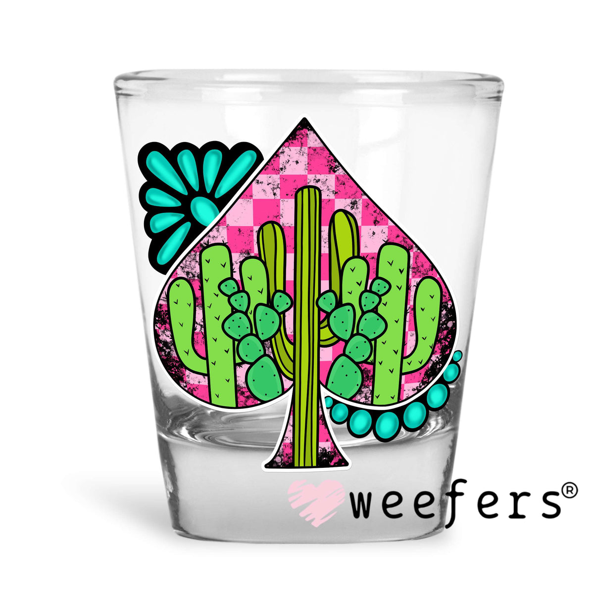 Colorful Desert Spade Turquoise UV DTF Decal Shot Glass Heavy Base Weefers