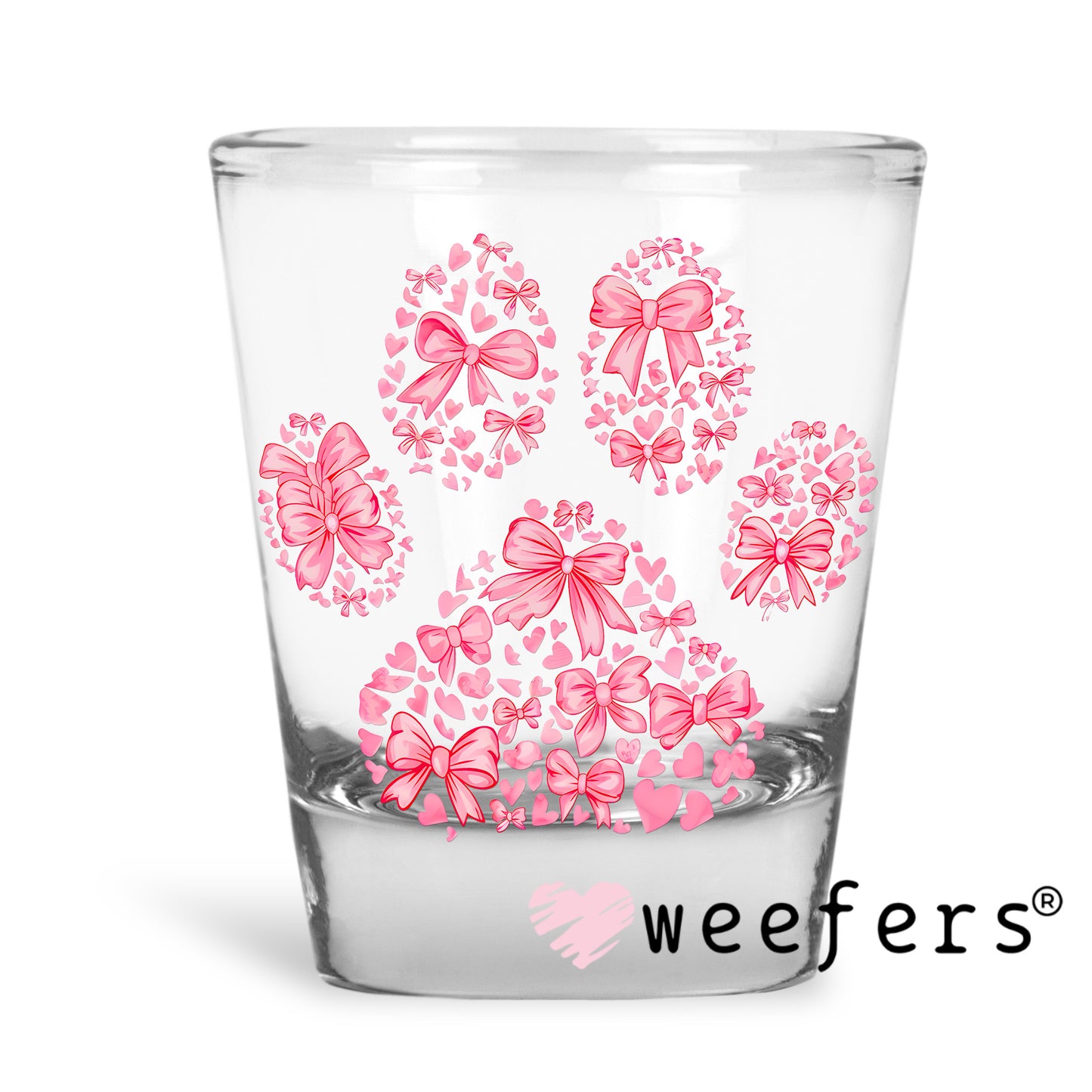 Coquette Pink Dog Paws UV DTF Decal Shot Glass Heavy Base Weefers