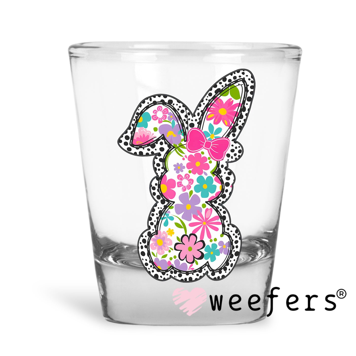 Spring Easter Bunny Black Dots UV DTF Decal Shot Glass Heavy Base Weefers