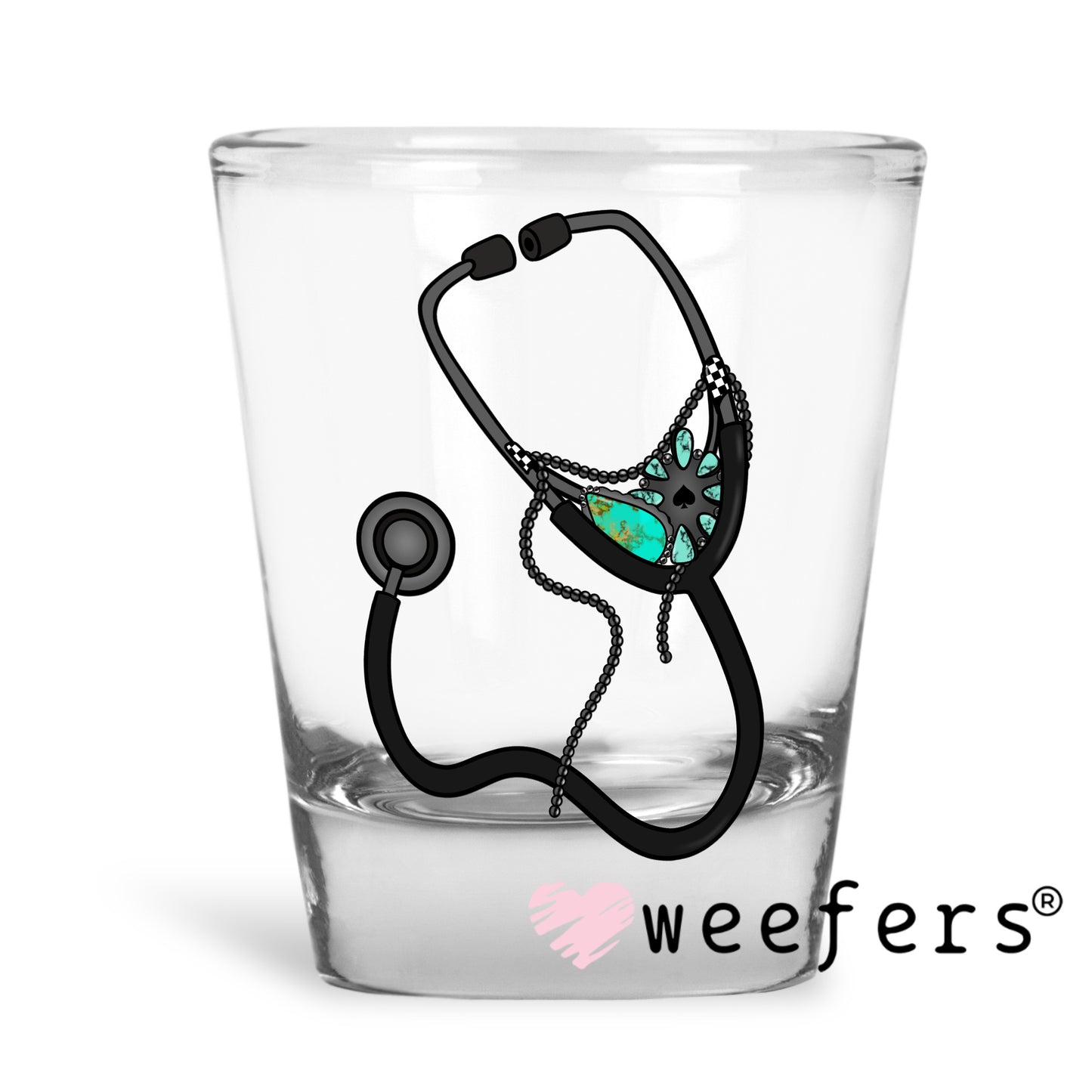 Western Stethoscope UV DTF Decal Shot Glass Heavy Base Weefers
