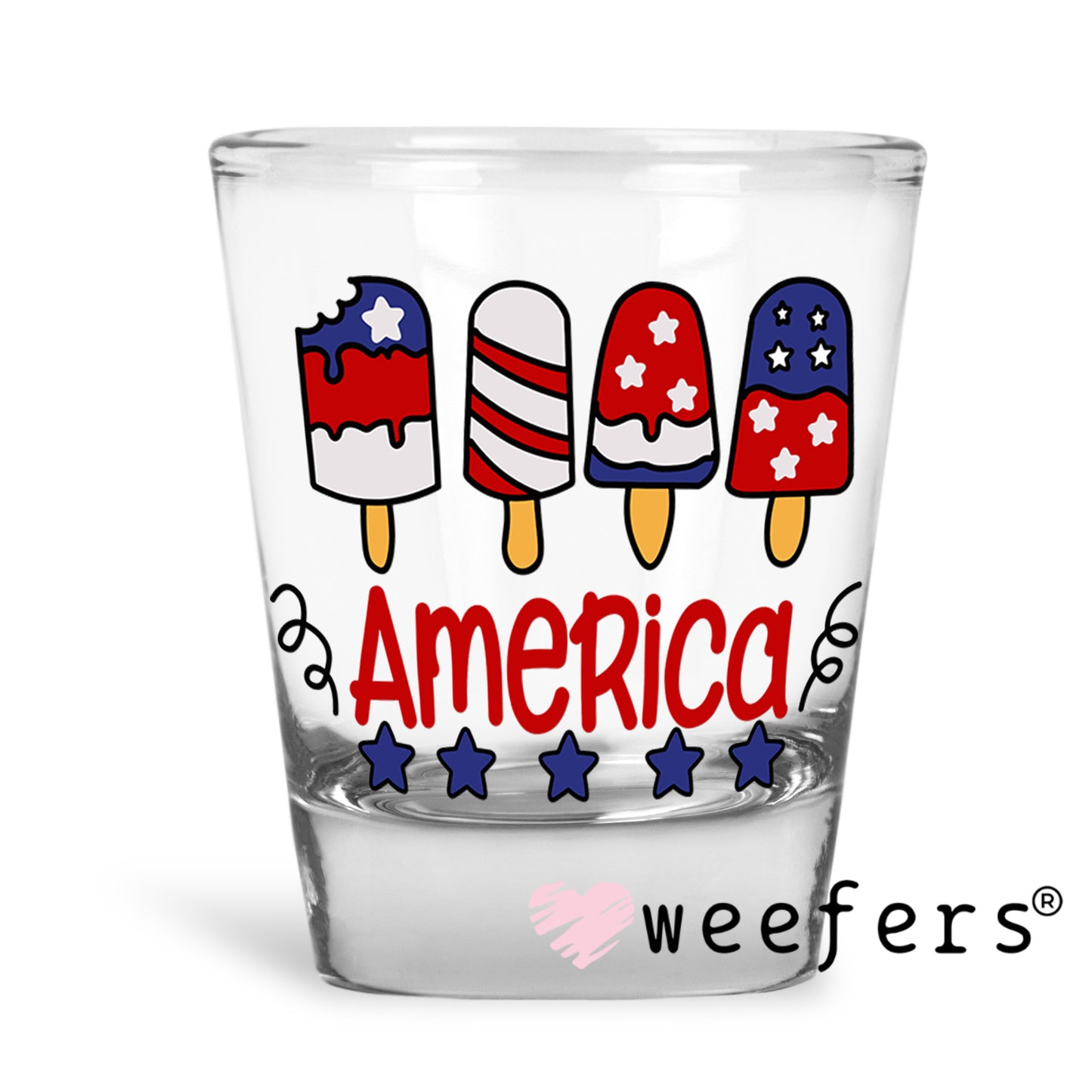 America Popsicles UV DTF Decal Shot Glass Heavy Base Weefers
