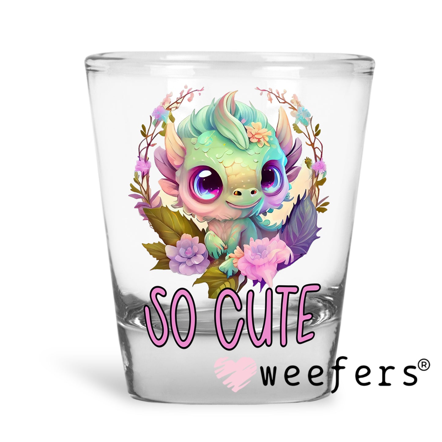 So Cute Dragon UV DTF Decal Shot Glass Heavy Base Weefers