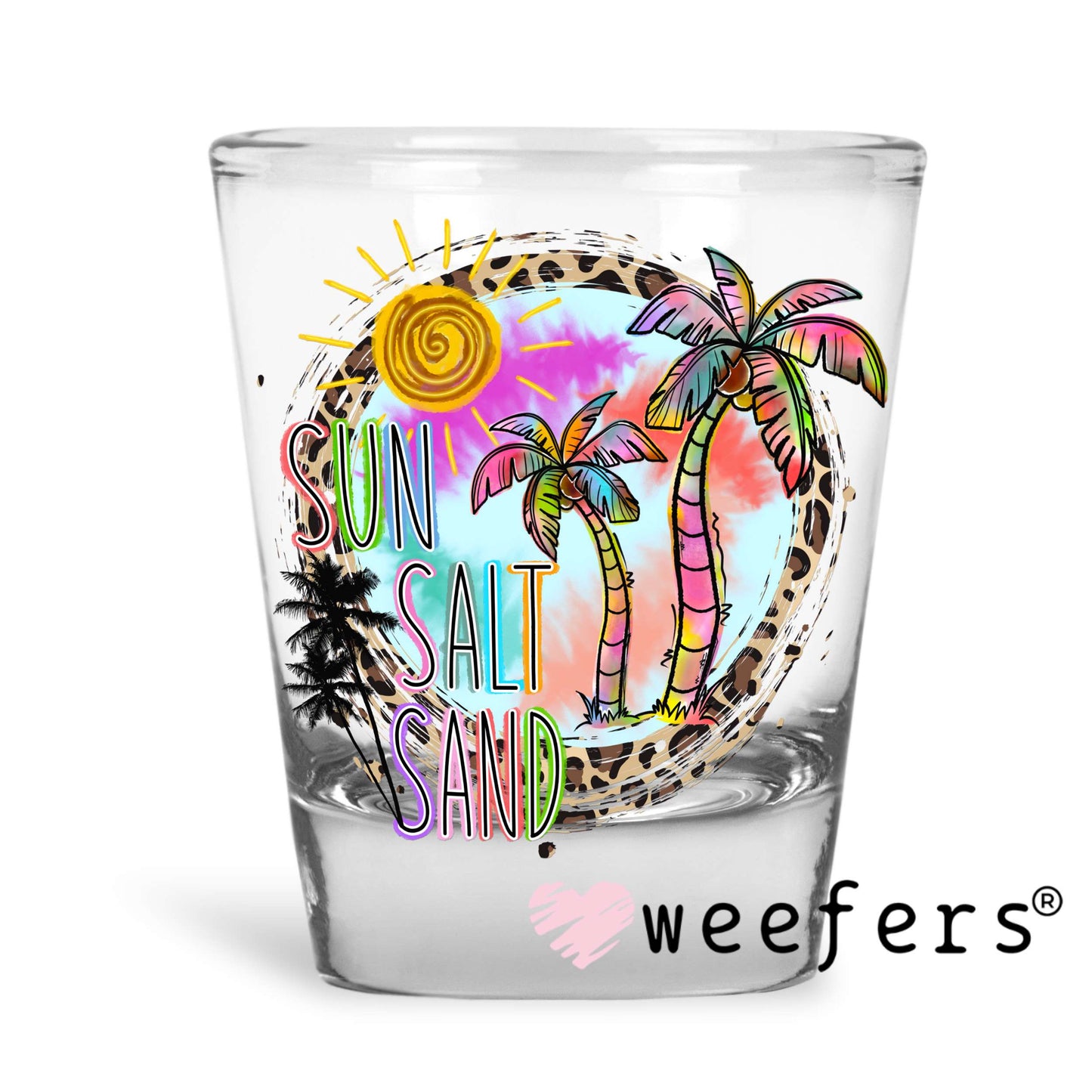 Sun Salt Sand Beach Vibes UV DTF Decal Shot Glass Heavy Base Weefers