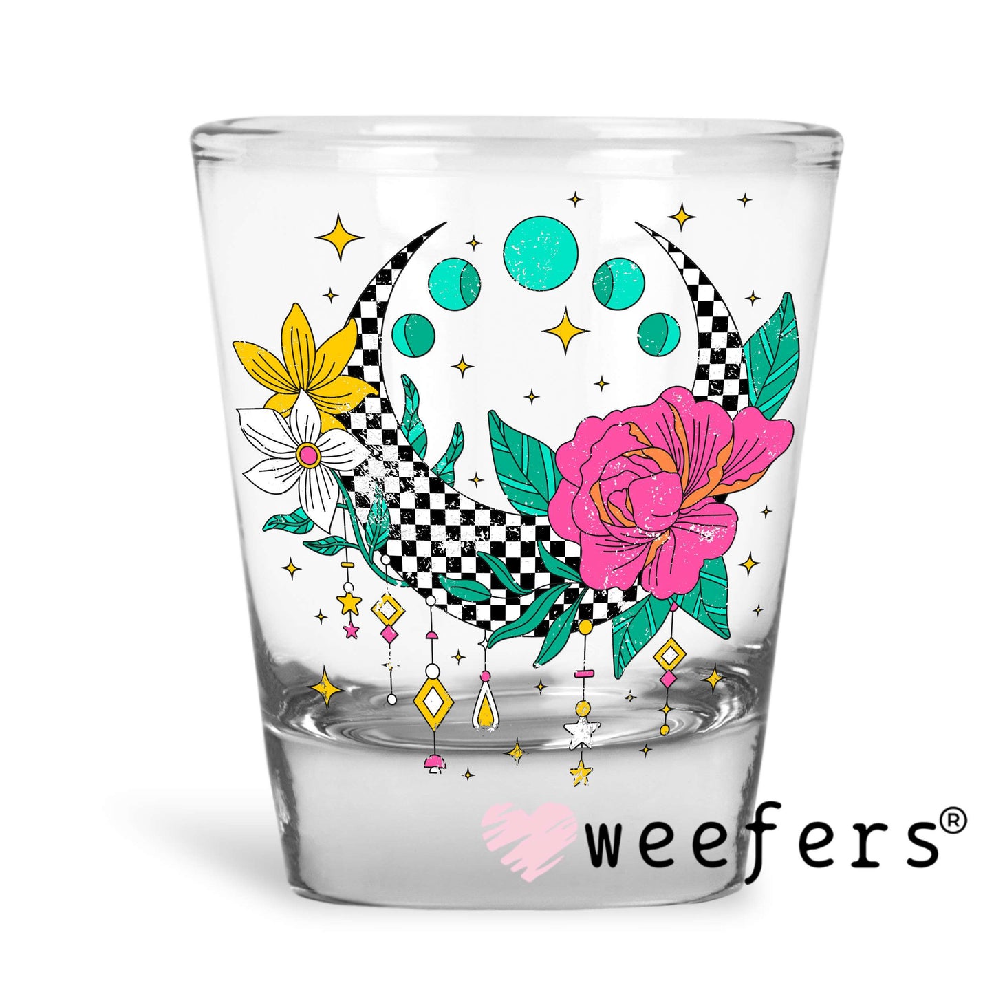 Checkered Dream Catcher Flower UV DTF Decal Shot Glass Heavy Base Weefers