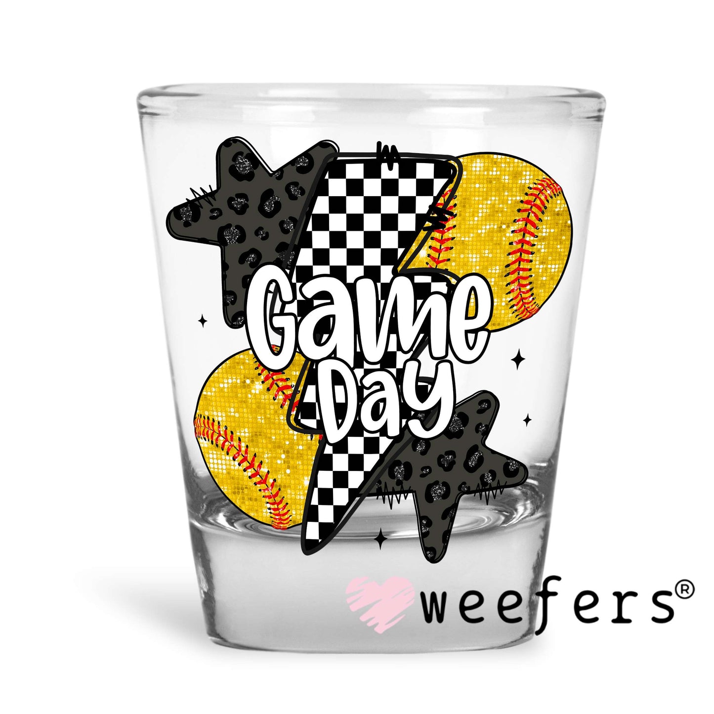 Game Day Softball UV DTF Decal Shot Glass Heavy Base Weefers