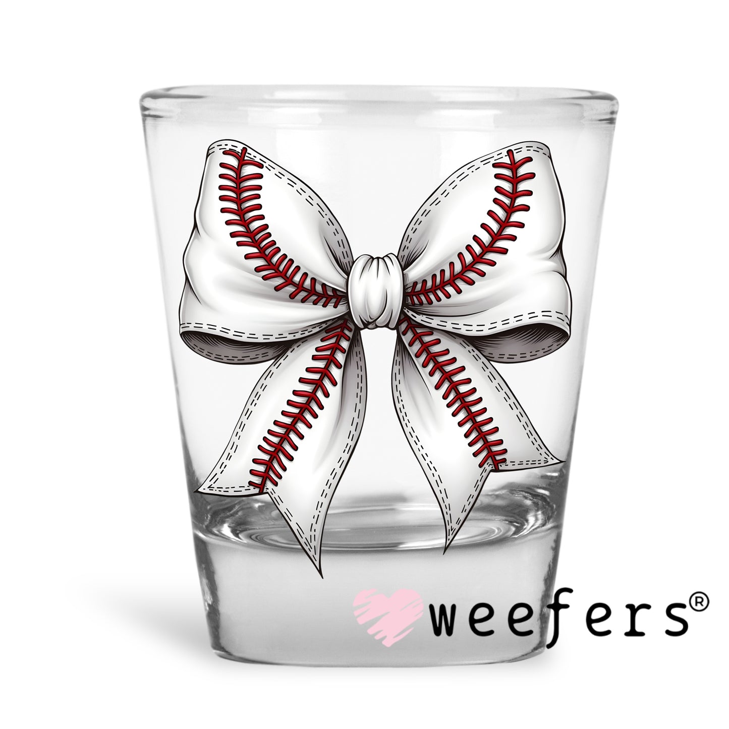 Baseball Bow UV DTF Decal Shot Glass Heavy Base Weefers