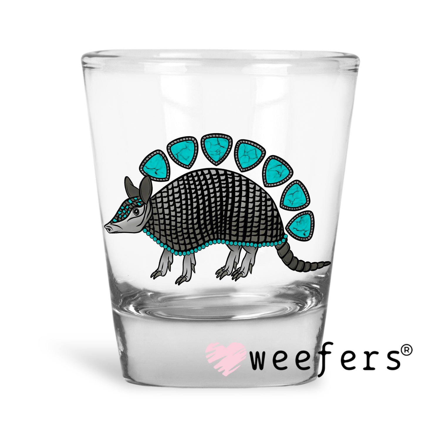 Armadillo UV DTF Decal Shot Glass Heavy Base Weefers