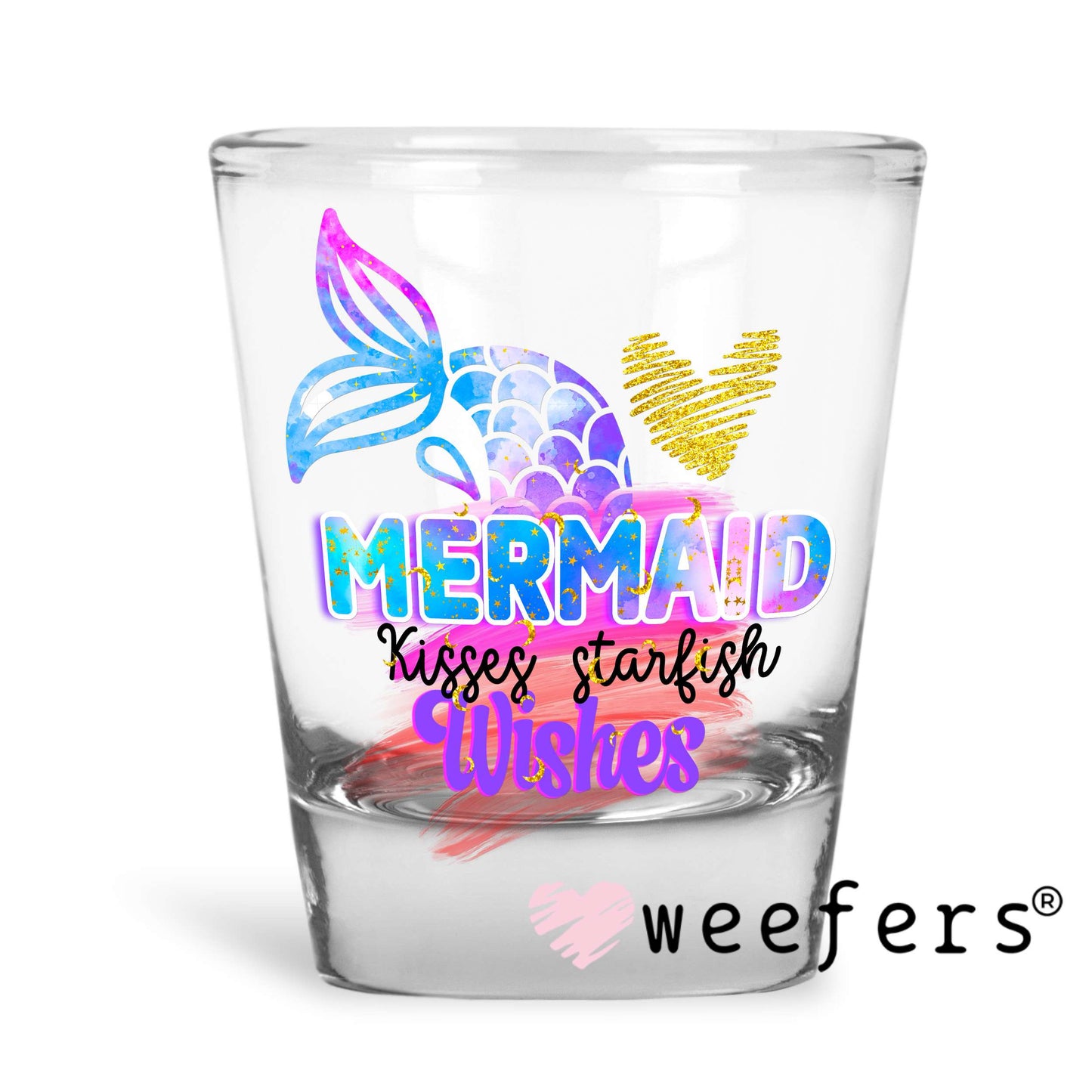 Mermaid Kisses Starfish Wishes UV DTF Decal Shot Glass Heavy Base Weefers