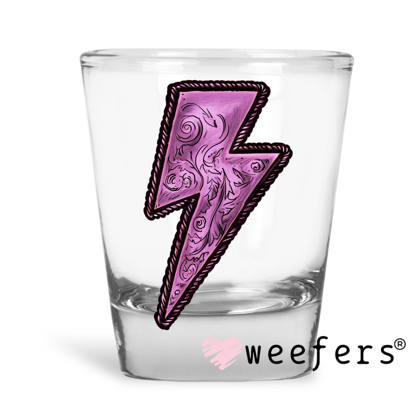 Purple Lightening Bolt UV DTF Decal Shot Glass Heavy Base Weefers