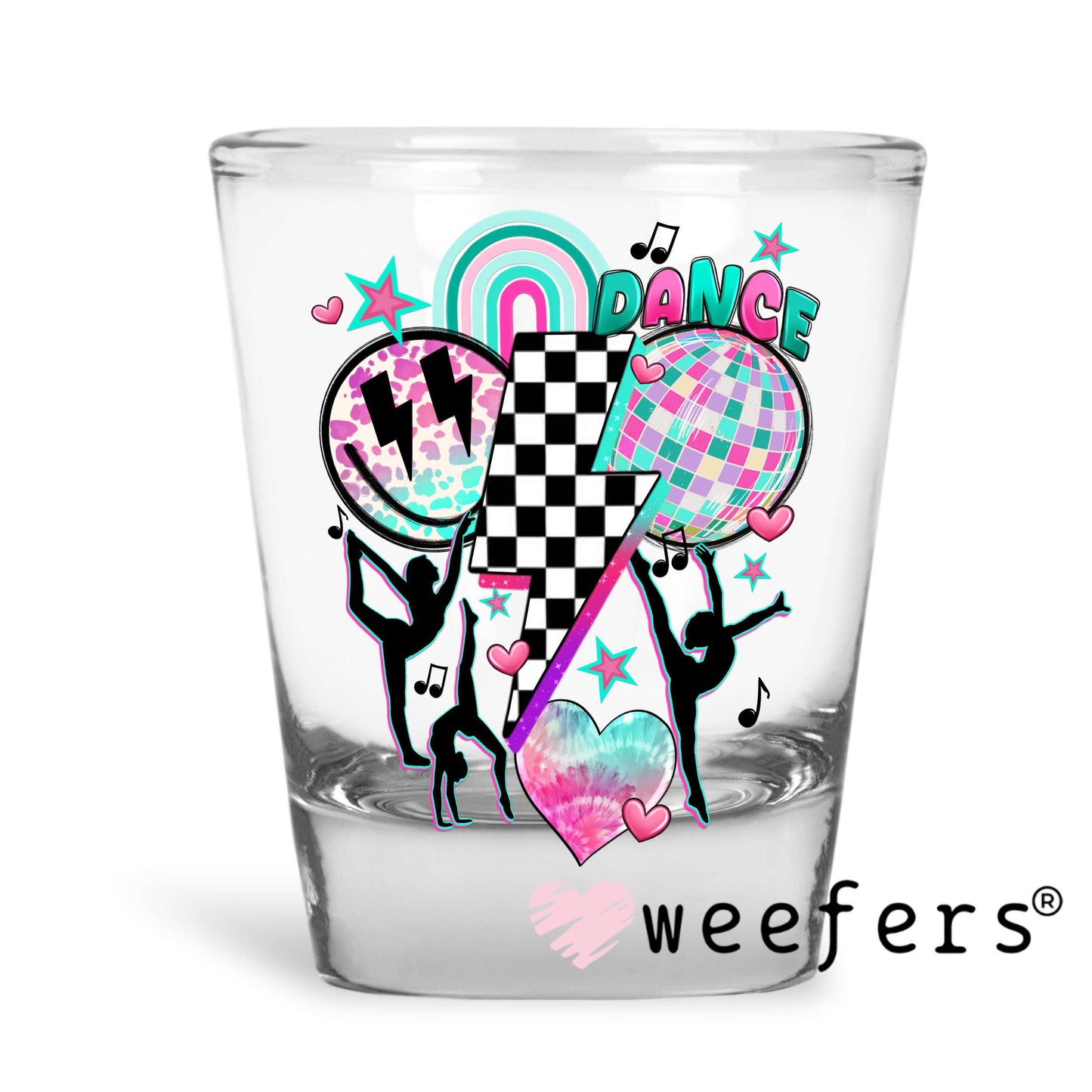 Retro Dance Lightening Bolt UV DTF Decal Shot Glass Heavy Base Weefers
