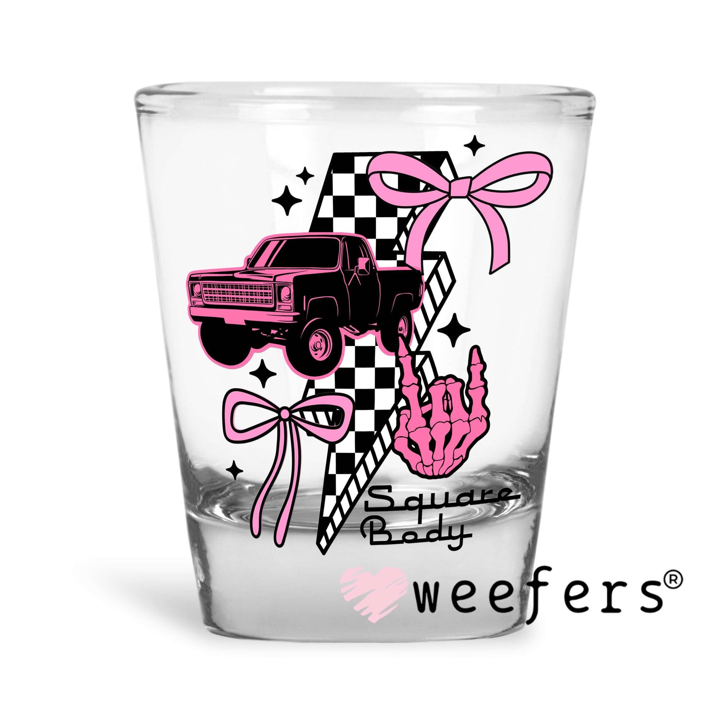 Square Badie UV DTF Decal Shot Glass Heavy Base Weefers