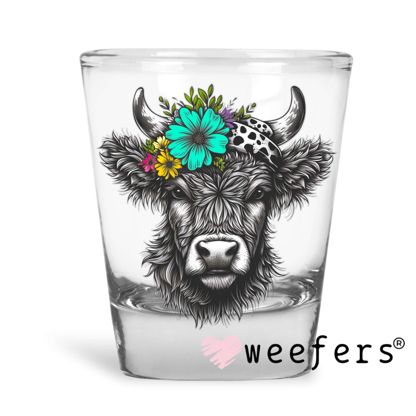 Highlander Flowers UV DTF Decal Shot Glass Heavy Base Weefers